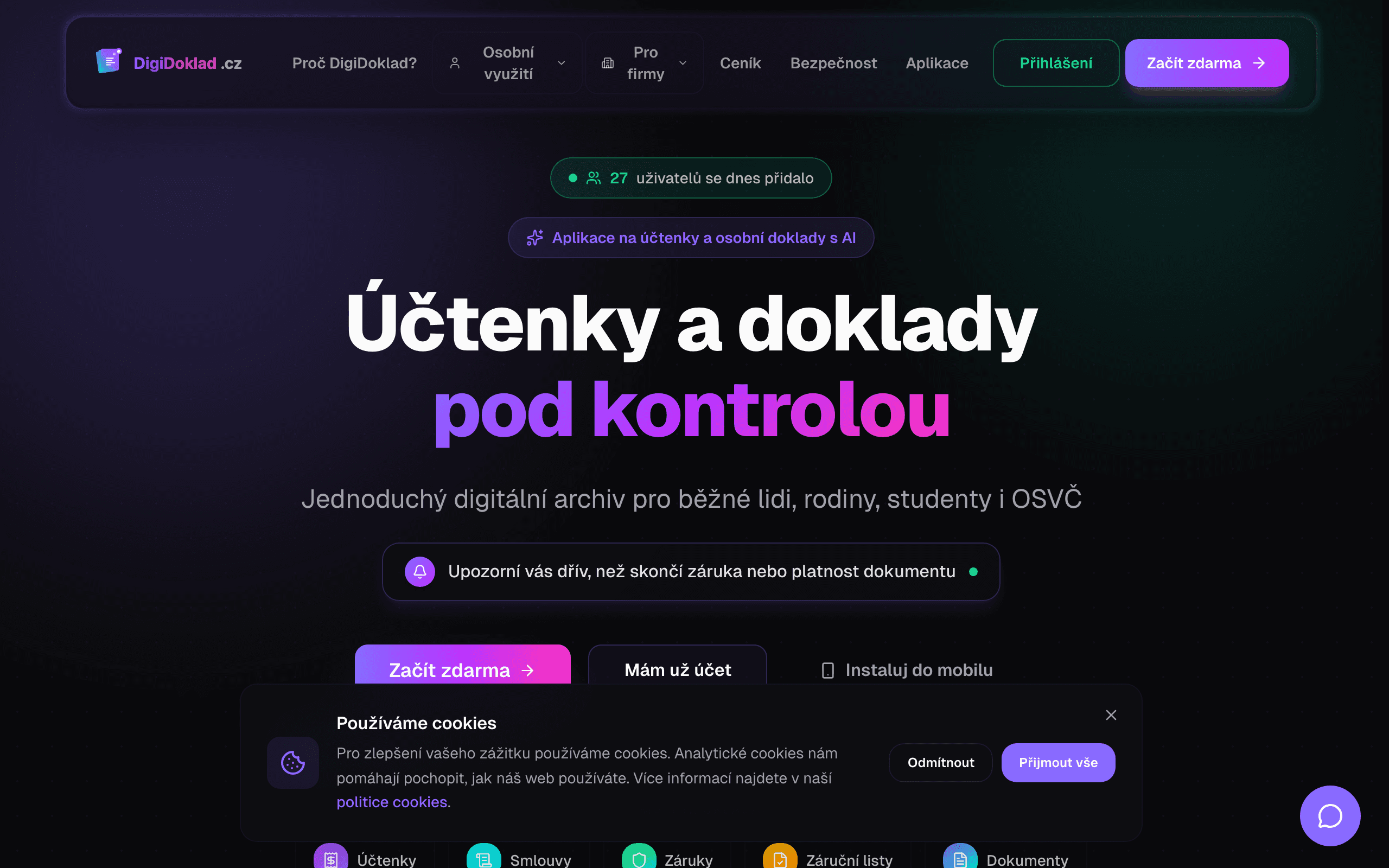 Screenshot webu DigiDoklad