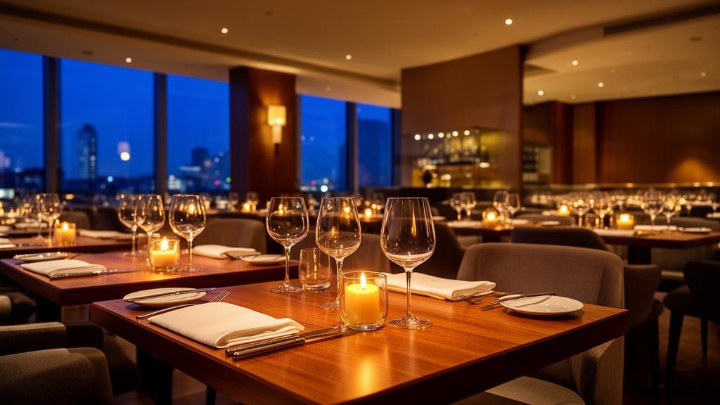 Ukázka webových stránek pro restauraci s elegantním interiérem a teplým osvětlením